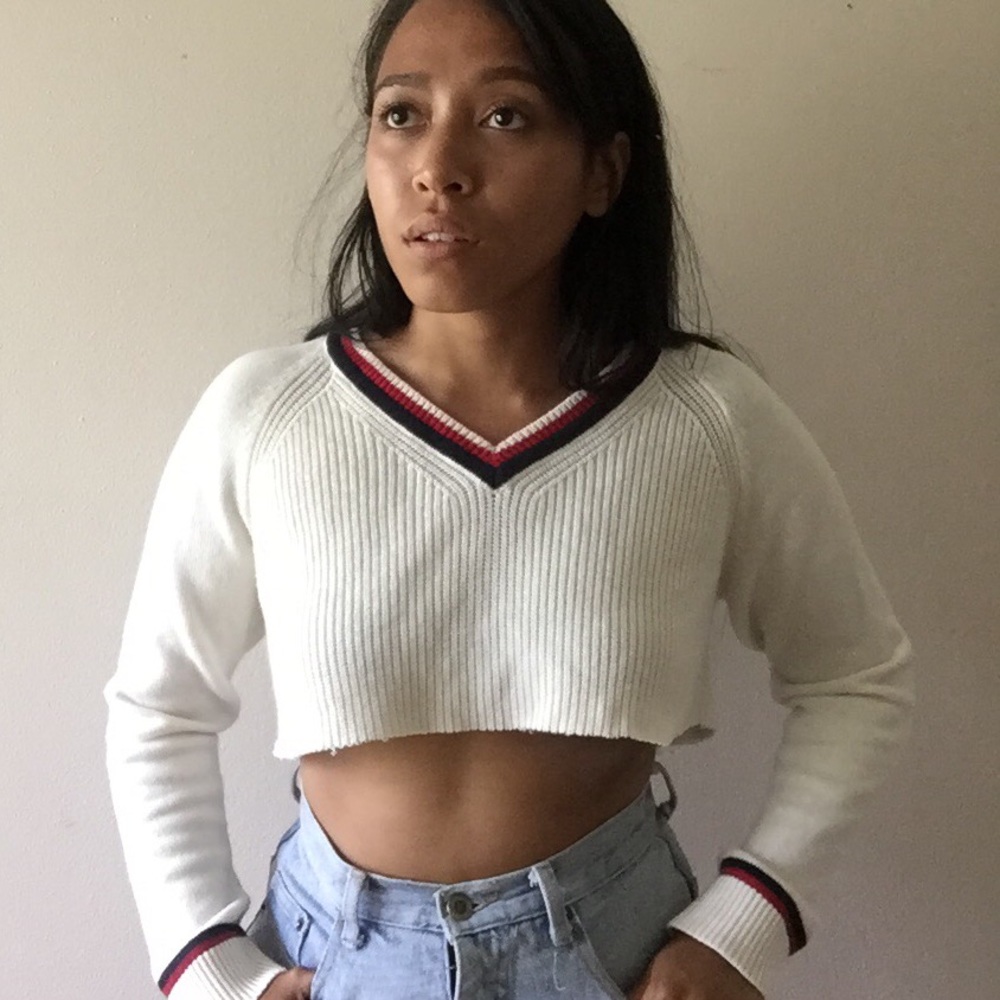 V Neck Vintage School Girl Sweater Pullover